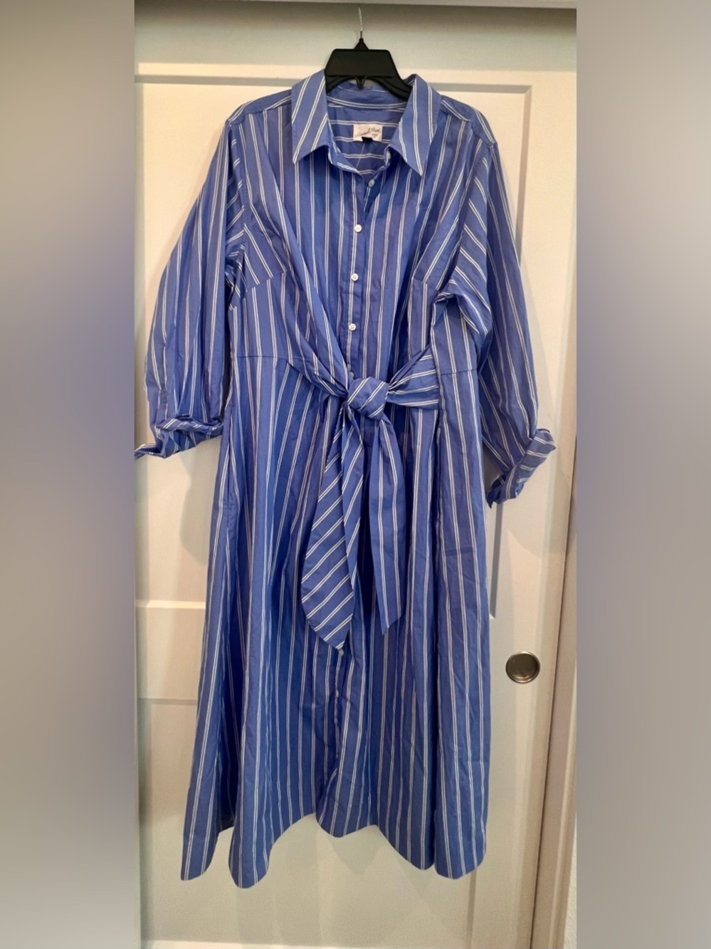 Universal Thread Blue Striped Shirt Dress XXL Tie Waist Cotton NWT - Picture 4 of 8